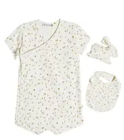 [Bonpoint] Bonpoint Baby Cado set of cotton playsuit and bib M 1 multicoloured