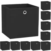 10pcs Non-Woven Fabric Storage Box Black Closet Wardrobe Cubes Bins Organiser
