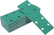 X AUTOHAUX 50 Pcs Sanding Discs Wet Dry Waterproof Hook & Loop Sandpaper for Woodworking, Automotive Refinishing 7.80"x2.76" 8 Hole 100 Grit Green White Corundum