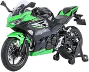 Motorcycle Model with Steering for Ni&nj&a 400 1/12 Racing Cross-Country Motorcycle Model Metal Street Motorcycle Model Sound and Light Collection Gift(Black)