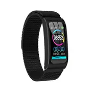 AK12 1.14' Blood Pressure O2 Fitness Tracker Large Battery Message View Stopwatch Smart Watch BLACK COLOR