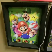 9x11 Super Mario Nintendo GameCube Luigi, Peach, and Toad Framed 3D Portrait