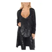Show Me Your MuMu Sequin Encore Kimono Duster Black Midnight Glitz Belted