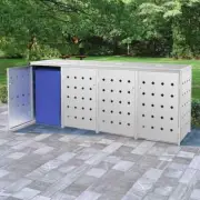 NNEVL Quadruple Wheelie Bin Shed 240 L Stainless Steel