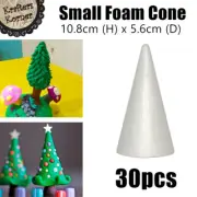 30pcs Foam Cone 10cm Craft Christmas Tree Small Xmas Decoration Art White Shape