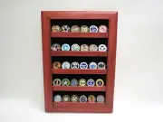Coin Display Case Wall Rack Military Cherry wood challenge coins