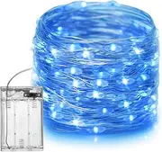 Fairy Christmas LED String Light Battery Operated, 10M / 100LED Blue Waterproof 3XAA Battery Case, Indoor Outdoor Lights for Xmas Tree Wedding, Halloween, Party, Garden Decoration