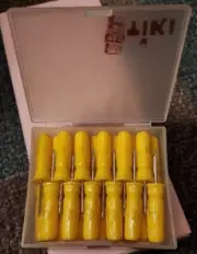 Yellow TIKI Shaped Corn Cob Holders/ Skewers New in Plastic Case 24 Pc