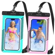 Waterproof Phone Pouches Bags Holder, Cell Phone Water Protectors Cyan+Pink-C