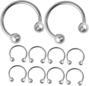 minkissy 10pcs Horseshoe Buckle Hat Accessories Horseshoes Hooks Horseshoe Rings Earrings Hoops Chain Studs Horseshoe Septum Helix Jewelry Small Septum Ring Alloy Silver