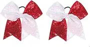2Pcs Women Teen Girls Sequins Hair Bows Elastic Big Hair Bow Hair Accessories Ponytail Holder (Style 1, 18 * 17.5CM)