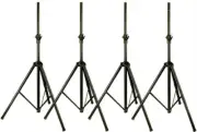 4 X UNIVERSAL Black Heavy Duty Tripod DJ PA Speaker Stands Adjustable Height