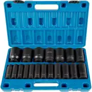 Impact Socket Set, 1/2" 19 Piece Impact Sockets, Deep Socket, 6-Point Sockets, 1