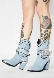 [Club Exx] Chambray Sheriff Shine Cowboy Boots