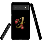 For Google Pixel 6 Case, Shielding Back Cover,Embellished Letter J