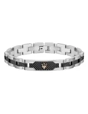 [Maserati] Stainless Steel Bracelet with Black Carbon Fibre Highlights