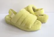 UGG FLUFF YEAH SLIDE NEON YELLOW MOCASSIN SLIP ON SANDAL US 12 / EU 43 / UK 10