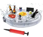 SNOKAY Inflatable Floating Drink Holder with Manual Air Pump - Large Capacity 8-Hole Pool Food and Drink Tray, Versatile Floating Tray for Pools, Hot Tubs, Beach, and Spa