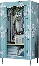 Canvas Wardrobe Portable Wardrobe with Hanging Rail Fabric Wardrobe Easy to Assemble Foldable for Bedroom, Dressing Room, 3 Colors