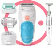 Silk-Epil SES5-810 Epilator and Shaver for Women with 5 Extra'S, White/Blue