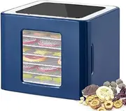 6 Tray Mini Electric Food Dehydrator, Fruit and Meat Dryer Machine, with Digital Adjustable Timer & Temperature Control Food Preserver, LED Touch Control, for Fruit, Meat, Veggies, Pet Snacks Blue