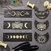6 Pieces Wooden Tarot Card Holder Stand Include Tarot Card Deck Holders Moon Shaped Tarot Card Display Black Altar Card Stands for Oracle Witch Divination Tools Tarot Decor Wiccan Supplies