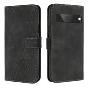Google Pixel 7A Case, PU Leather Flip Cover Magnetic Clasp Design Wallet Card Slots Stand Case - Black