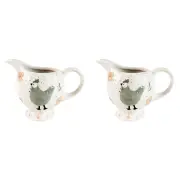 2x Urban Country Chicken Kitchen 10.5cm Ceramic Jug/Utensil Cutlery Holder White