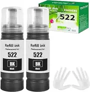 522 Ink Refill Bottles Replacement for Epson 522 Ink Refill Bottles for Epson Ecotank ET-2800 ET-4800 ET-2400 ET-2803 ET-2720 ET-4810 ET-4700 ET-2840 Inkjet Printer Ink, 2 Bottles Black