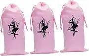 [Holibanna] 3pcs Dance Shoe Storage Bag Ballet Dance Shoes for Women Ballet Bag Ballet Shoes for Dance Shoes for Ballet Dance Shoe Bag Drawstring Dancing Shoes Bag Pink Satin