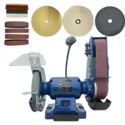 6 Inch Bench Grinder with 2 x28 Inch Belt Sander Combo, 3550 RPM,3/4 HP,120V,...