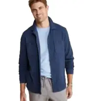 Vineyard Vines Mens Deep Bay Blue Calm Water Shirt Jacket Button Up Shirt Size M