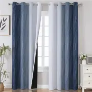 Navy Blue and Greyish White Blackout Curtains for Bedroom 84 Inches Long, Full R