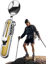 Camping Cutlery - Multi-Function Stainless Steel Cutlery,Portable Foldable Multi-Functios Flatware for Backpacking, RV Camping, Barbecue Tailgating