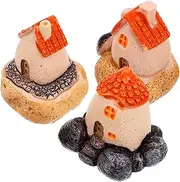 TOGEVAL 3pcs Miniature Dollhouse Resin Fairy Garden Houses for DIY Terrarium and Outdoor Decor Whimsical Gardening Home Accessories for Unique Home Decoration
