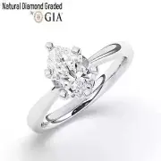 Pear Solitaire Natural Diamond Engagement Ring 14k White Gold1.00 Ct G SI1