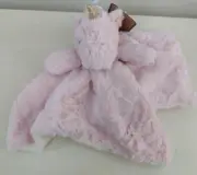 KellyToy KLuxe Pink Unicorn Lovey Security Blanket Plush Soft Rattle Golden Horn