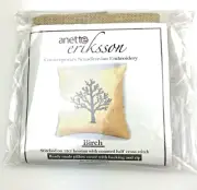 Anette Eriksson Cross Stitch Pillow Cover Kit Birch Tree Burlap Modern