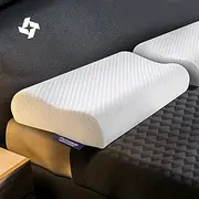 moonslide Memory Foam Pillow Thin Size 600g High Density Ergonomic Design for Neck and Shoulder Pain Relief, Low & High Side Adjustable Neck Support Washable