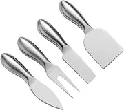 SHOWERORO Stainless Steel Cheese Knife Set 4-Piece Cheese Slicer Fork Spatula Kitchen Utensils
