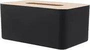 Veemoon Wood Tissue Box Cover Rectangular Facial Tissues Dispenser for Disposable Paper Napkins Facial Tissues Black