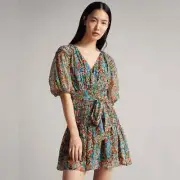 Ted Baker Tiania Smock Panel Wrap Mini Dress Sz 2/US6 $359