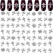 120 Pcs Cross Nail Charms and Gems - Nail Cross Charms for Nails Design Silver Nail Charms Y2k Nail Gems for Nails 3d Nail Charms Bulk Nail Jewels - Nail Art Charms Nails With Charms Cross Nail Charm