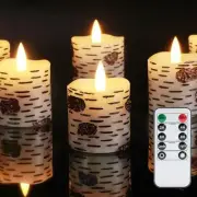 Flameless Votive Candles with Remote, 2" 2" Birch Bark (6Pack, CR2450 Battery)