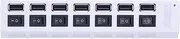 USB 2.0 Hub USB Hub 2.0 Multi USB Splitter Hub Use Power Adapter 4/7 Port Multiple Expander 2.0 USB Hub with Switch for PC 7portwhite