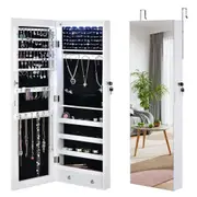 Giantex Jewelry Cabinet Storage Organizer w/Full Length Mirror Jewelry Armoire White