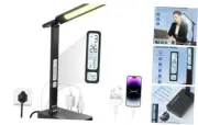 Desk Lamp with USB Charging Port: LED Eye-Caring Smart Table Light for Black