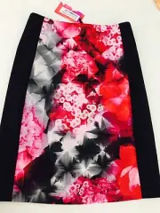ALANNAH HILL WOMENS FLORAL SKIRT Silk BLEND LINED WORK PARTY NEW WITH TAGS SZ 8
