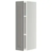 METOD wall cabinet with shelves, white/Bodbyn grey, 20x37x80 cm