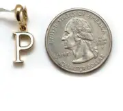 New DAVID YURMAN "P" Initial Charm Enhancer Pendant 18K Yellow Gold White Enamel